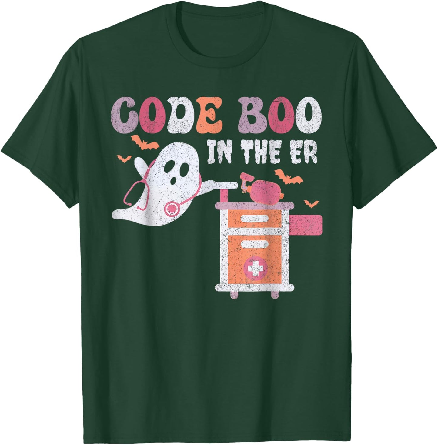 Ghost Code Boo In The ER Respiratory Therapist Halloween T-Shirt - T-Shirt | Forest