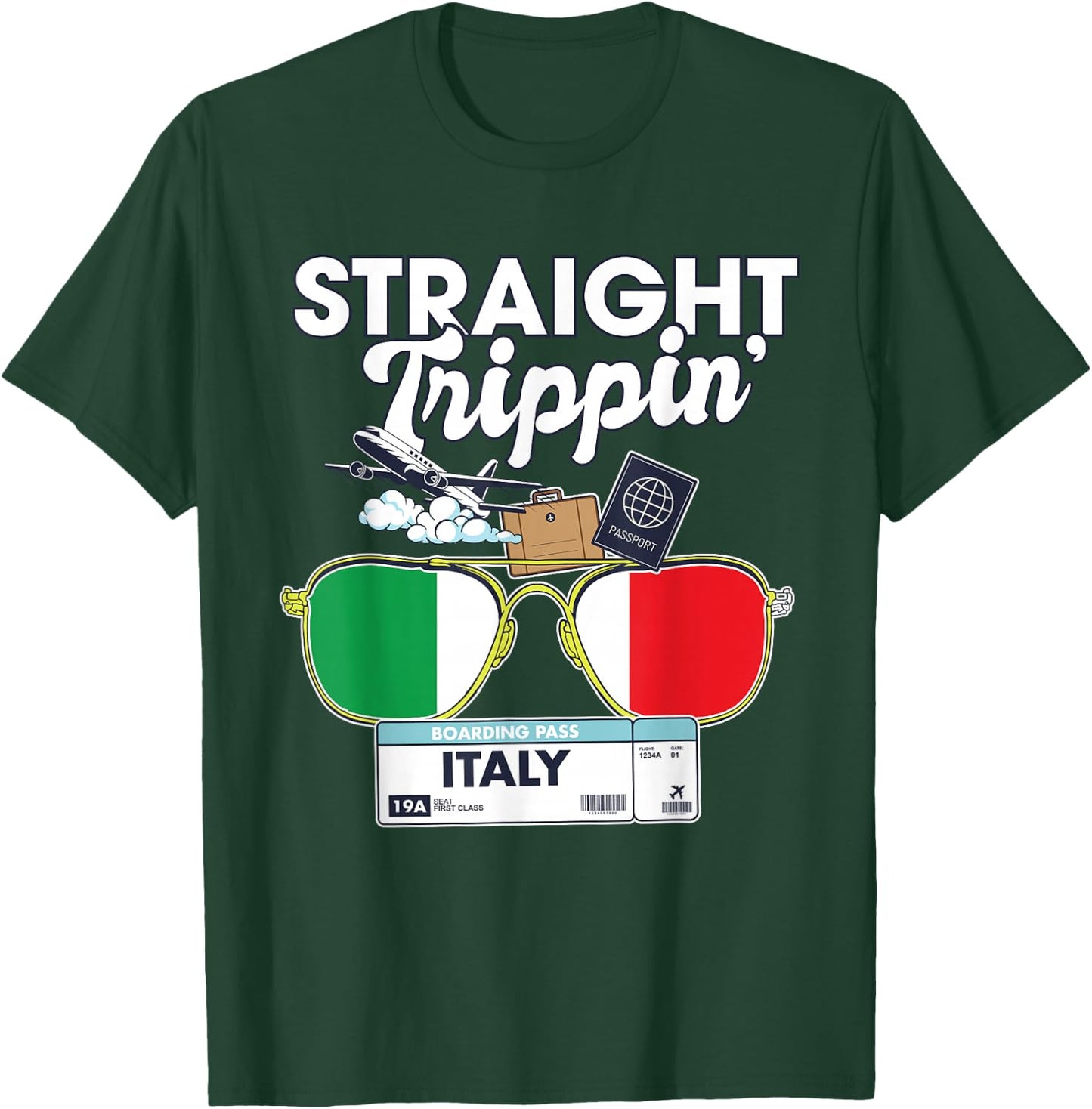 Straight Trippin' Italy Vacation Tour Travel Trip Matching T-Shirt - T-Shirt | Forest