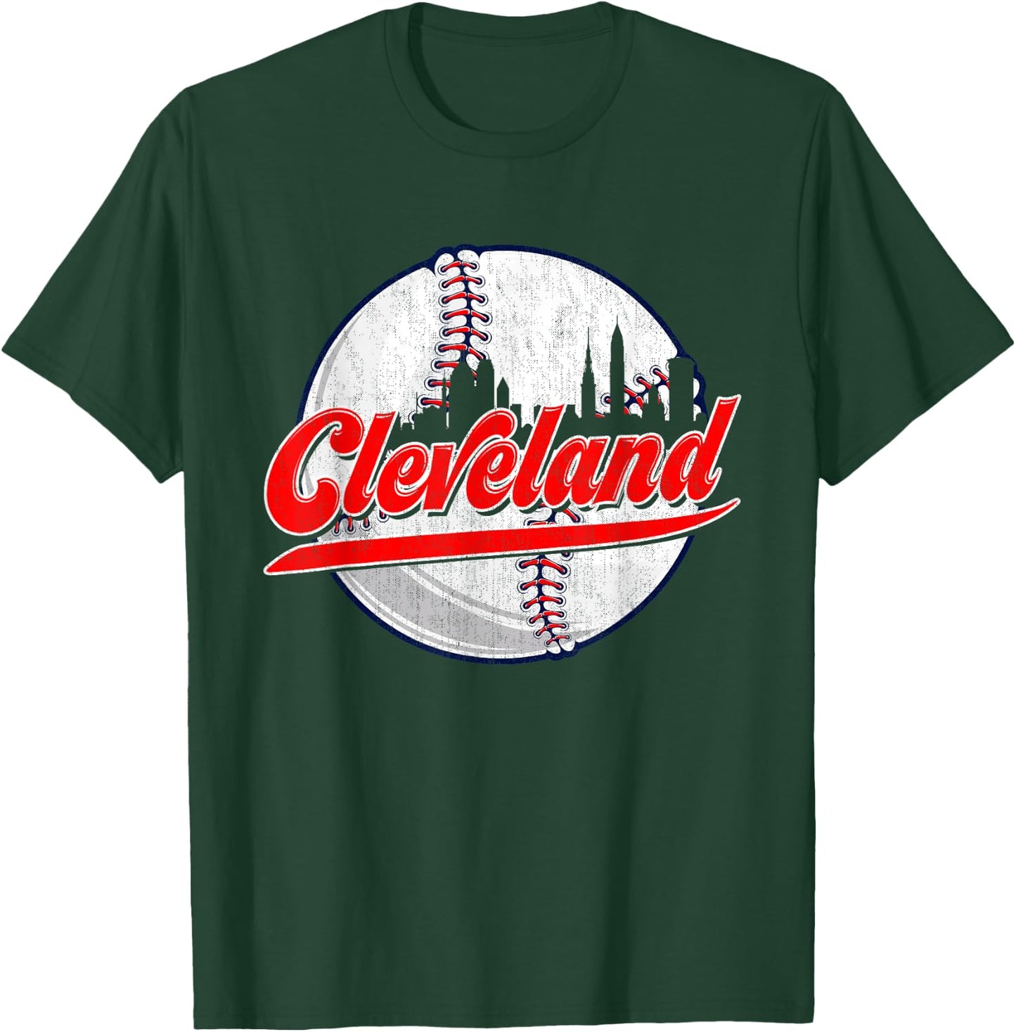 Vintage Cleveland Cityscape For Baseball Lover and Player T-Shirt - T-Shirt | Forest