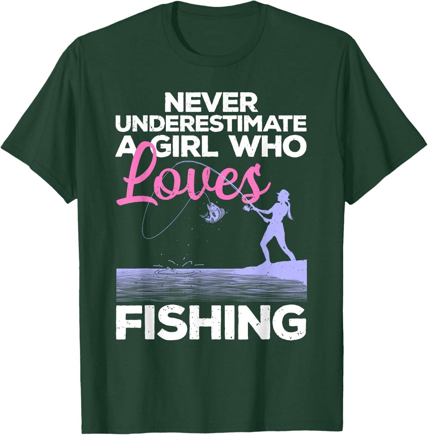 Cool Fishing Girls Fisherman Fish Lure Saltwater Small T-Shirt - T-Shirt | Forest