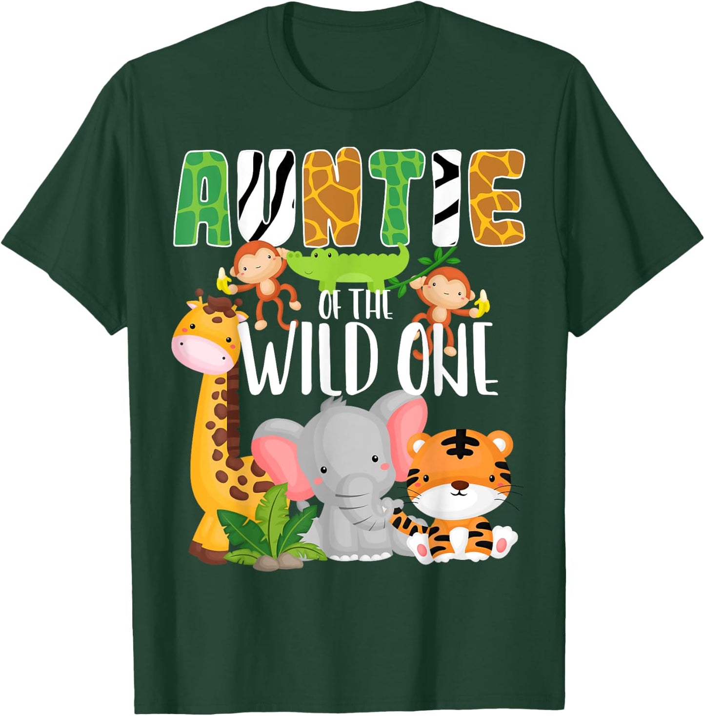 Auntie of the Wild One Zoo Theme Birthday Safari Animals T-Shirt - T-Shirt | Forest