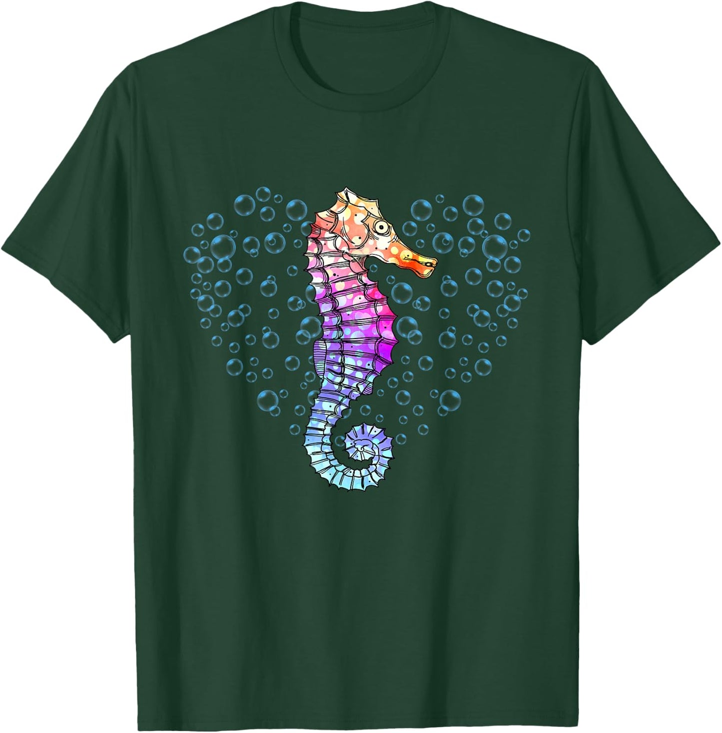 Colorful Seahorse Art - Underwater Ocean Animal Lover T-Shirt - T-Shirt | Forest