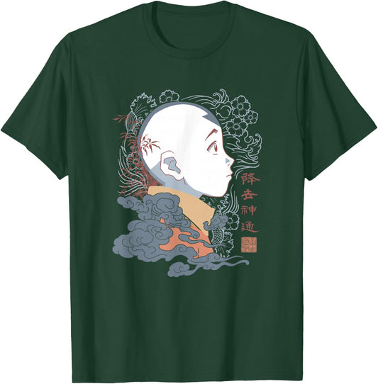 Avatar: The Last Airbender Aang Side Profile Kanji T-Shirt - T-Shirt | Forest