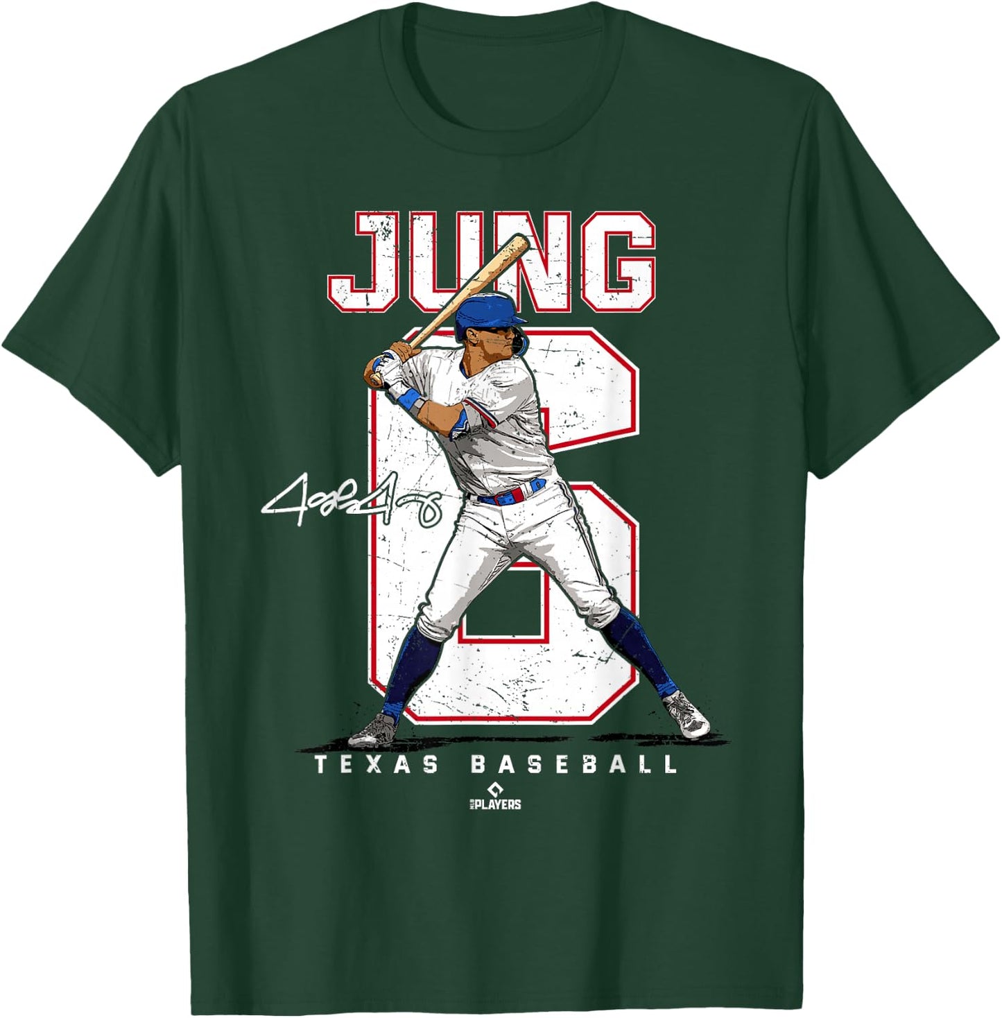 Number and Portrait Josh Jung Texas T-Shirt - T-Shirt | Forest
