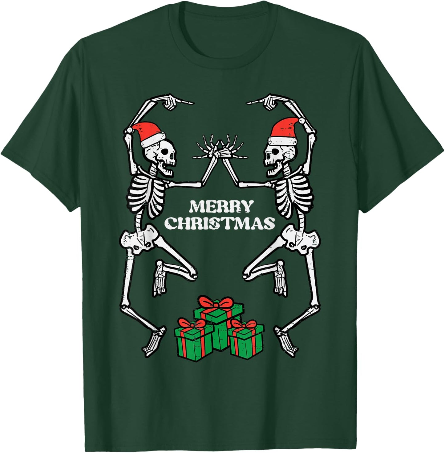 Merry Christmas Dancing Skeletons Funny Xmas Men Women Kids T-Shirt - T-Shirt | Forest
