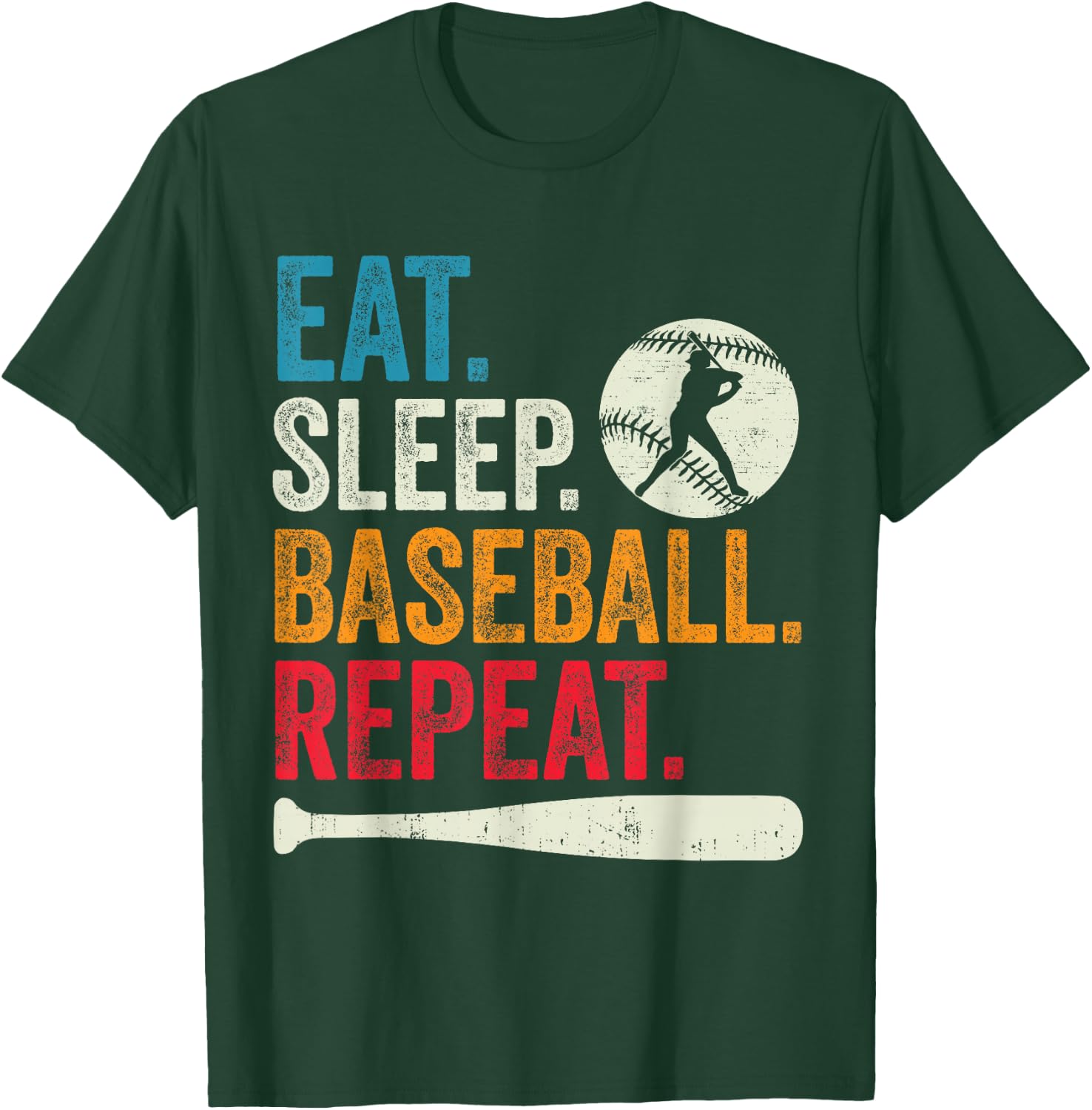 Eat Sleep Baseball Repeat Kids Baseball Player Boys Vintage T-Shirt - T-Shirt | Forest