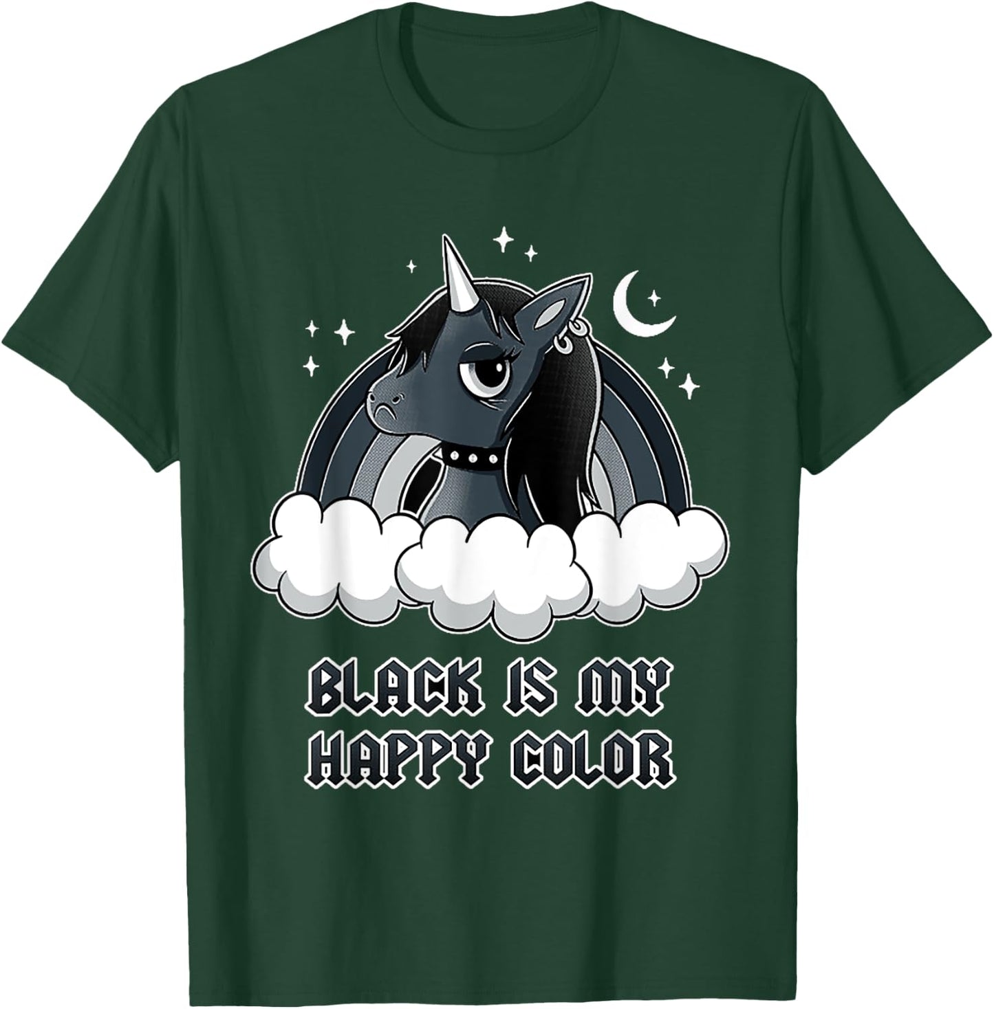 Unicorn Gothic Black is my happy color T-Shirt - T-Shirt | Forest