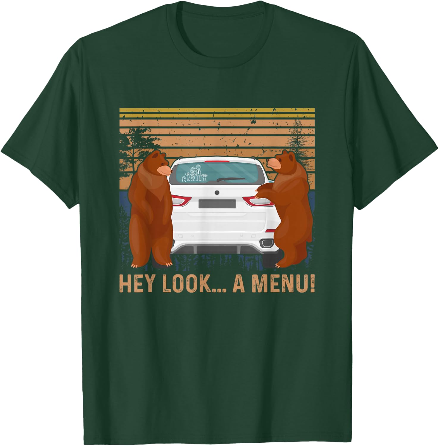 Hey Look A Menu Funny Camping Camper Vintage Bear T-Shirt - T-Shirt | Forest