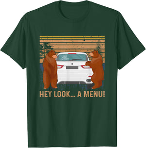 Hey Look A Menu Funny Camping Camper Vintage Bear T-Shirt - T-Shirt | Forest