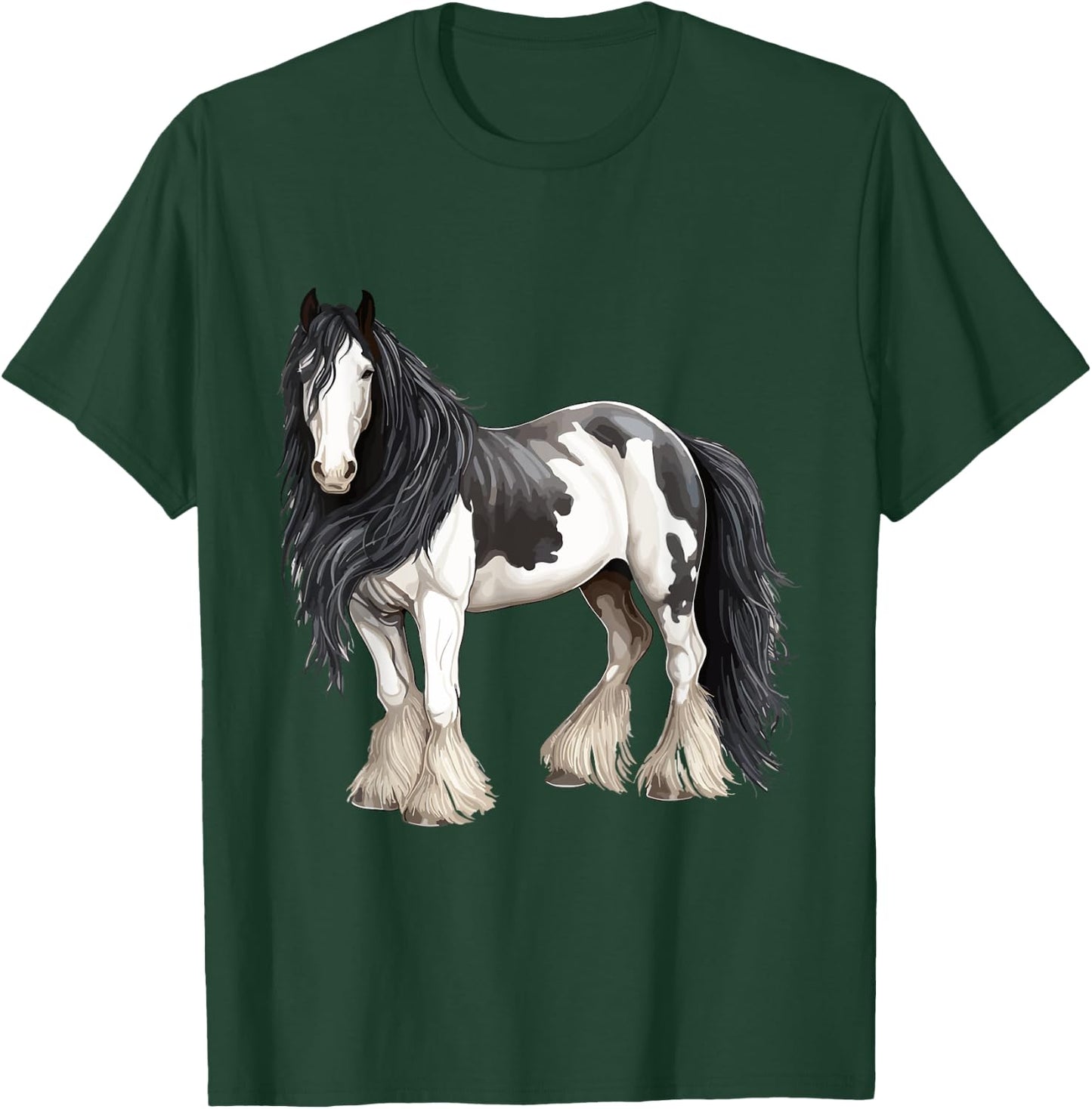 Black Gypsy Vanner Horse Lover Riding Equestrian T-Shirt - T-Shirt | Forest