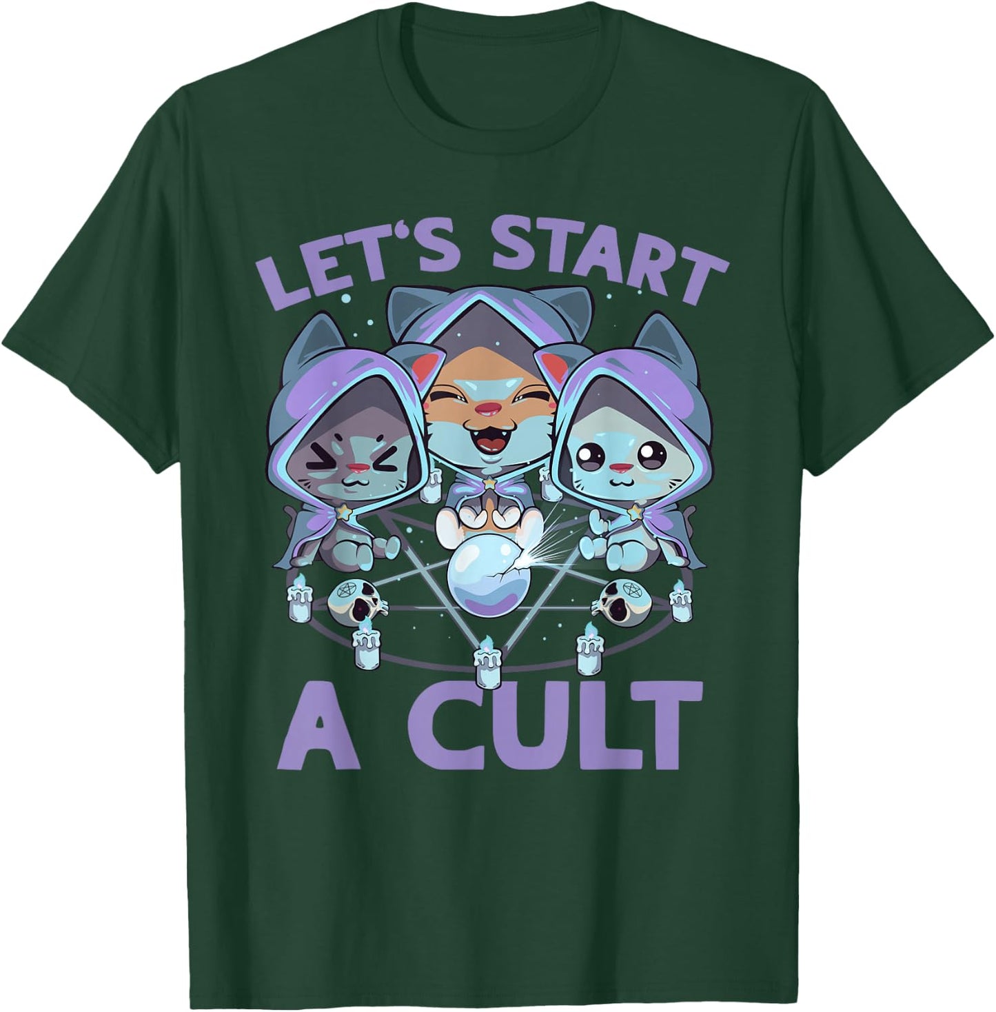 Pastel Goth Kawaii Occult Cats Summon Let's Start A Cult Cat T-Shirt - T-Shirt | Forest