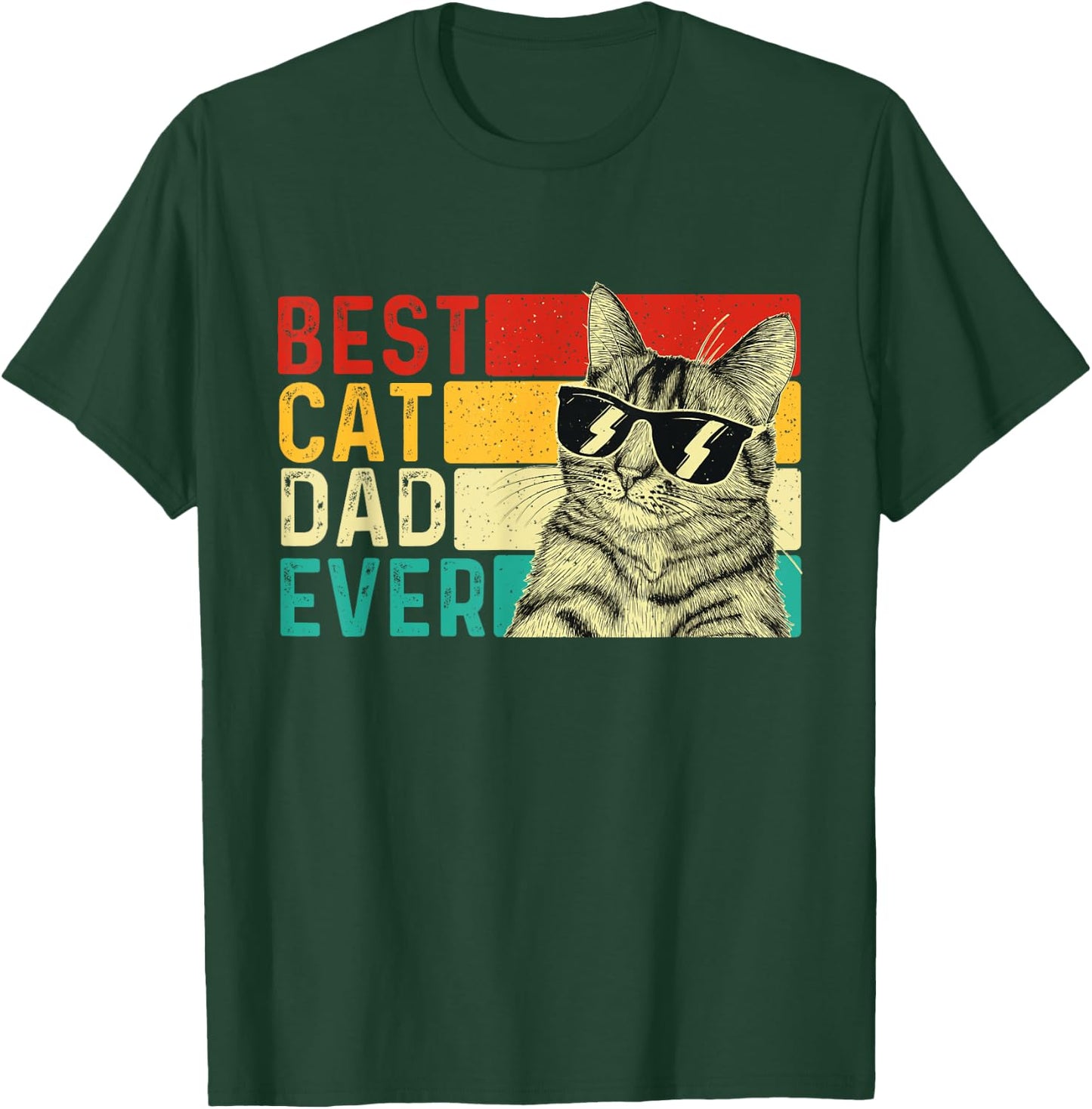 Best Cat Dad Ever - Retro Vintage Animal Pet Lover Kitten Men Women Kids T-Shirt - T-Shirt | Forest
