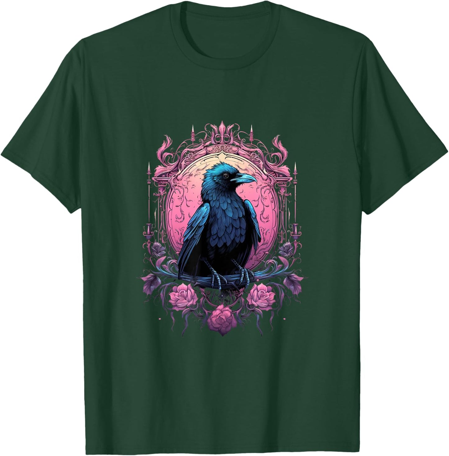 Pastel Goth Gothic Crow Bird Kawaii Anime Nu Goth Aesthetic T-Shirt - T-Shirt | Forest