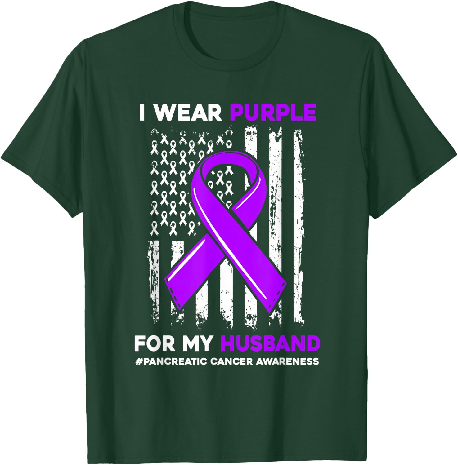 I Wear Purple For My Husband Pancreatic Cancer Awareness T-Shirt - T-Shirt | Forest