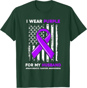 I Wear Purple For My Husband Pancreatic Cancer Awareness T-Shirt - T-Shirt | Forest