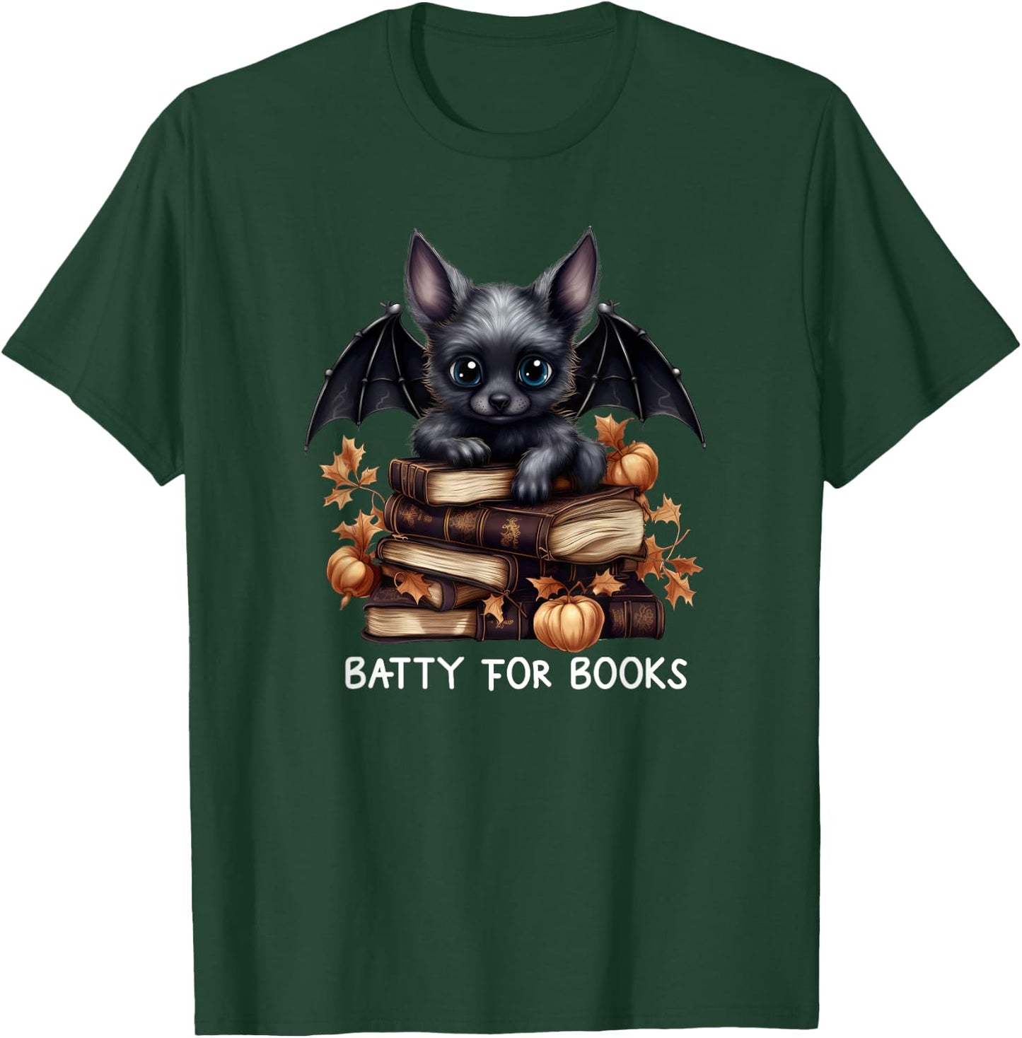 Funny Batty For Books Bat Merch Halloween Librarian Lover T-Shirt - T-Shirt | Forest