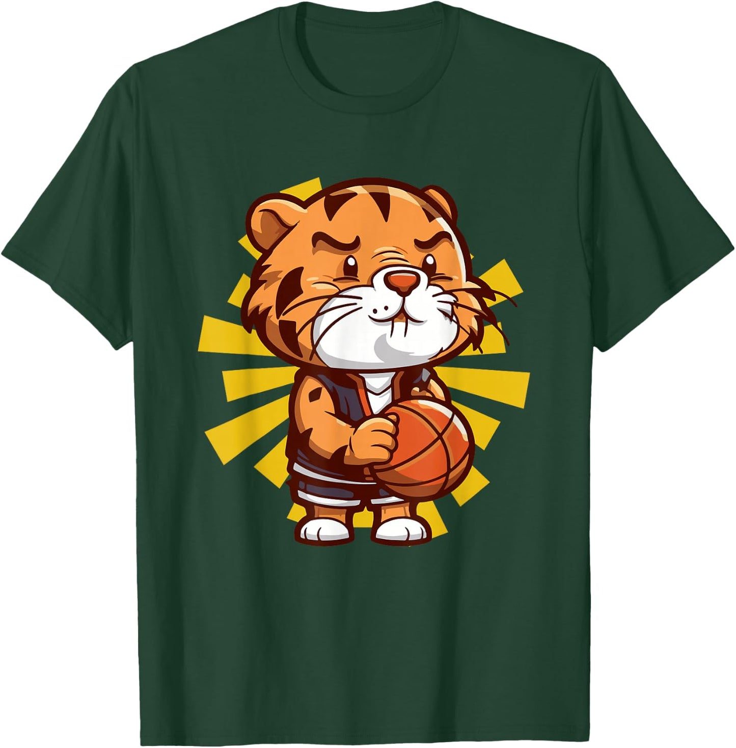 Tiger Basketball Player Ball Sports Jungle Animal T-Shirt - T-Shirt | Forest