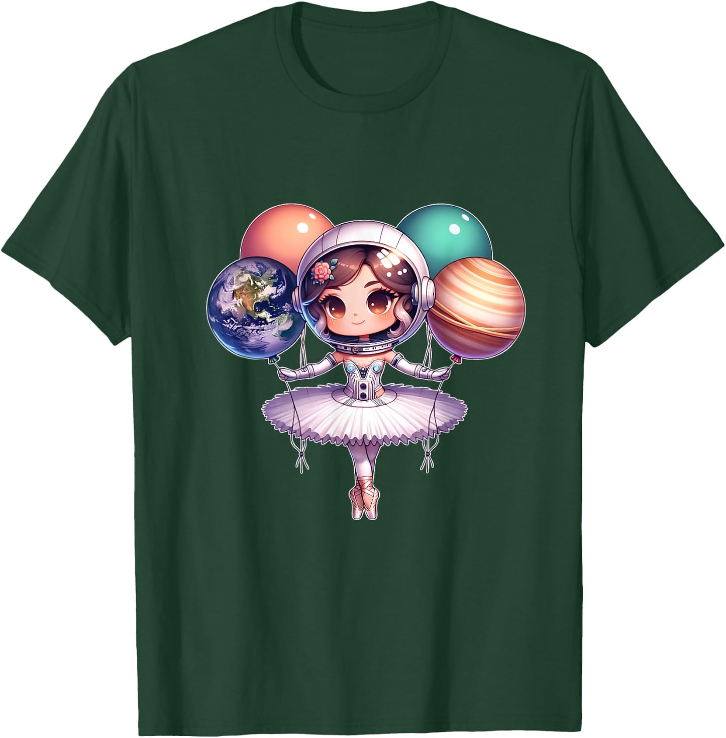 Cute ballerina girl space astronaut funny space ballons T-Shirt - T-Shirt | Forest