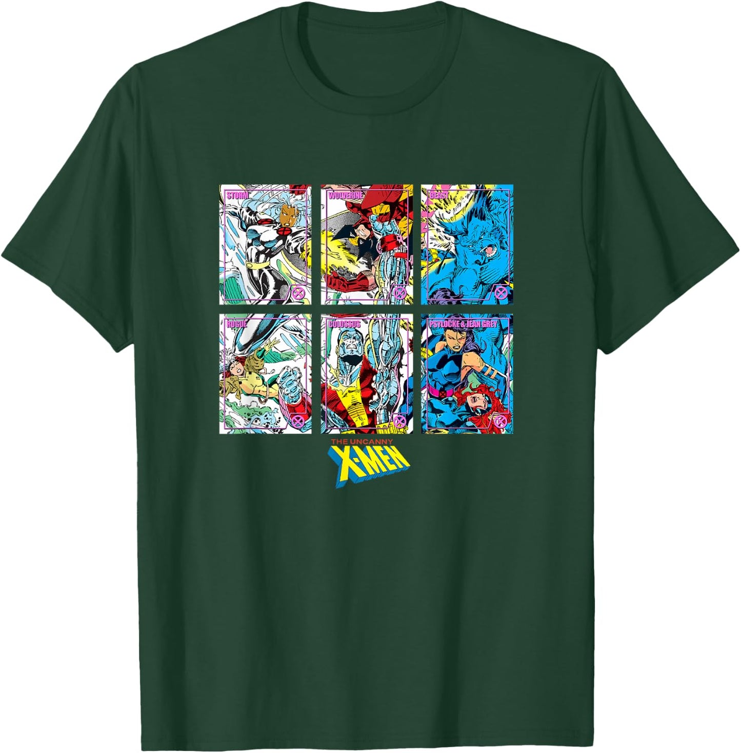 Marvel X-Men Classic Characters Collection Cards Panels T-Shirt - T-Shirt | Forest