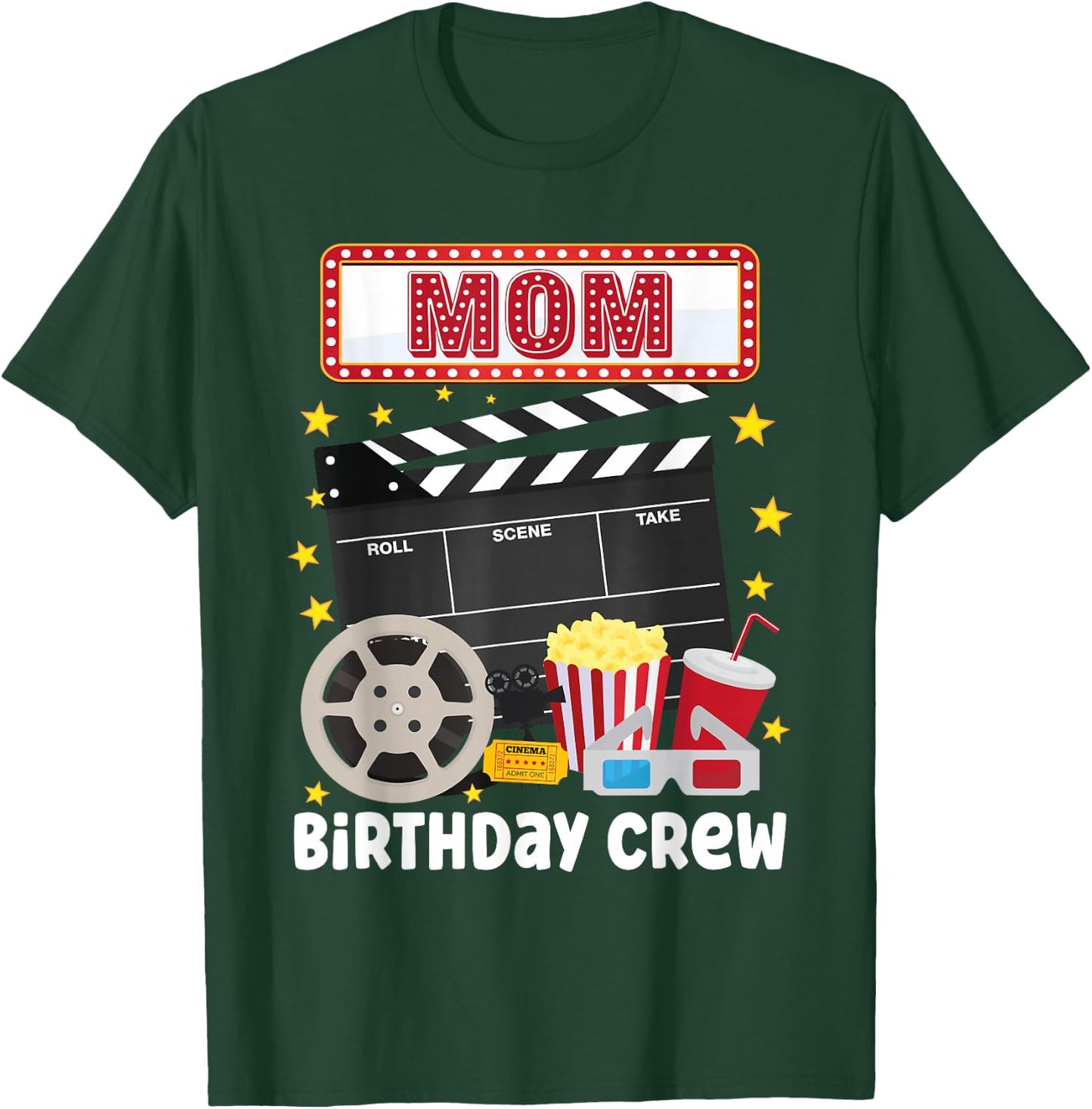 Mom Birthday Crew Movie Night Theme Matching Party T-Shirt - T-Shirt | Forest