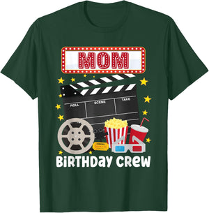 Mom Birthday Crew Movie Night Theme Matching Party T-Shirt - T-Shirt | Forest