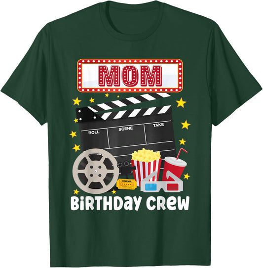 Mom Birthday Crew Movie Night Theme Matching Party T-Shirt - T-Shirt | Forest