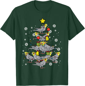 Cockatiel Christmas Tree Bird Cute Xmas Animal Men Women T-Shirt - T-Shirt | Forest