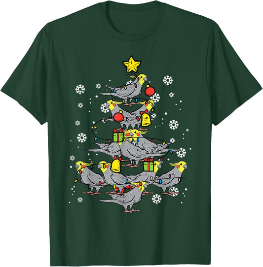 Cockatiel Christmas Tree Bird Cute Xmas Animal Men Women T-Shirt - T-Shirt | Forest