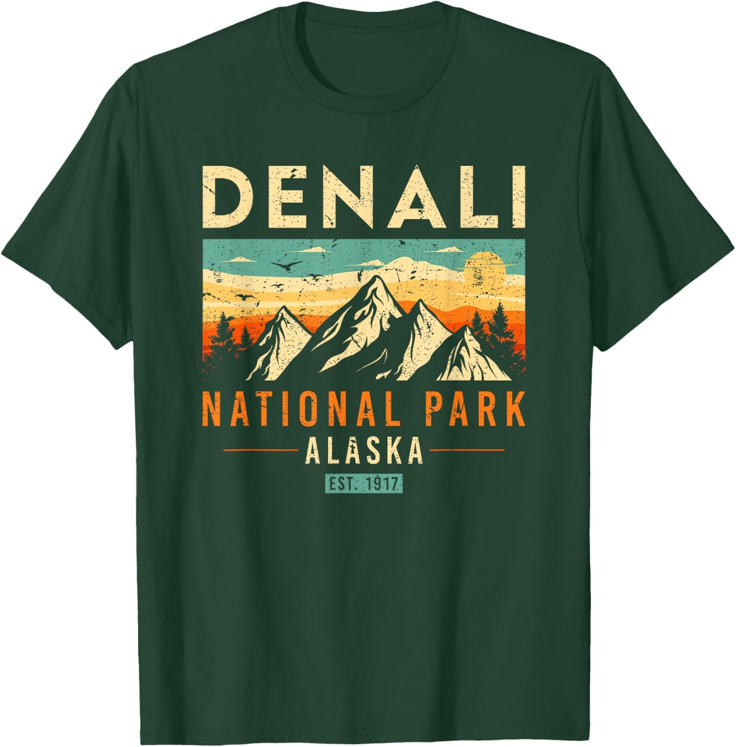 Denali Est. 1917 Vintage Retro Alaska National Park T-Shirt - T-Shirt | Forest