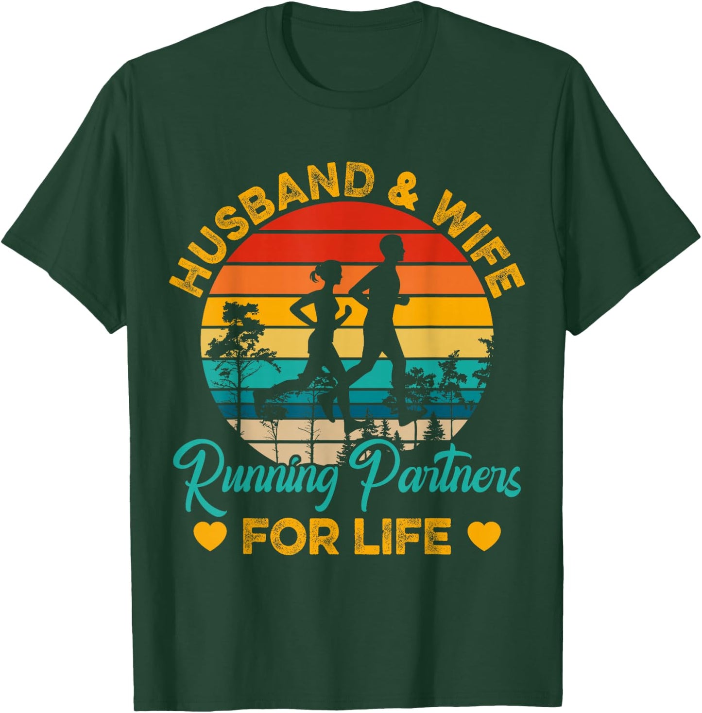 Husband And Wife Running Partners For Life T-Shirt - T-Shirt | Forest