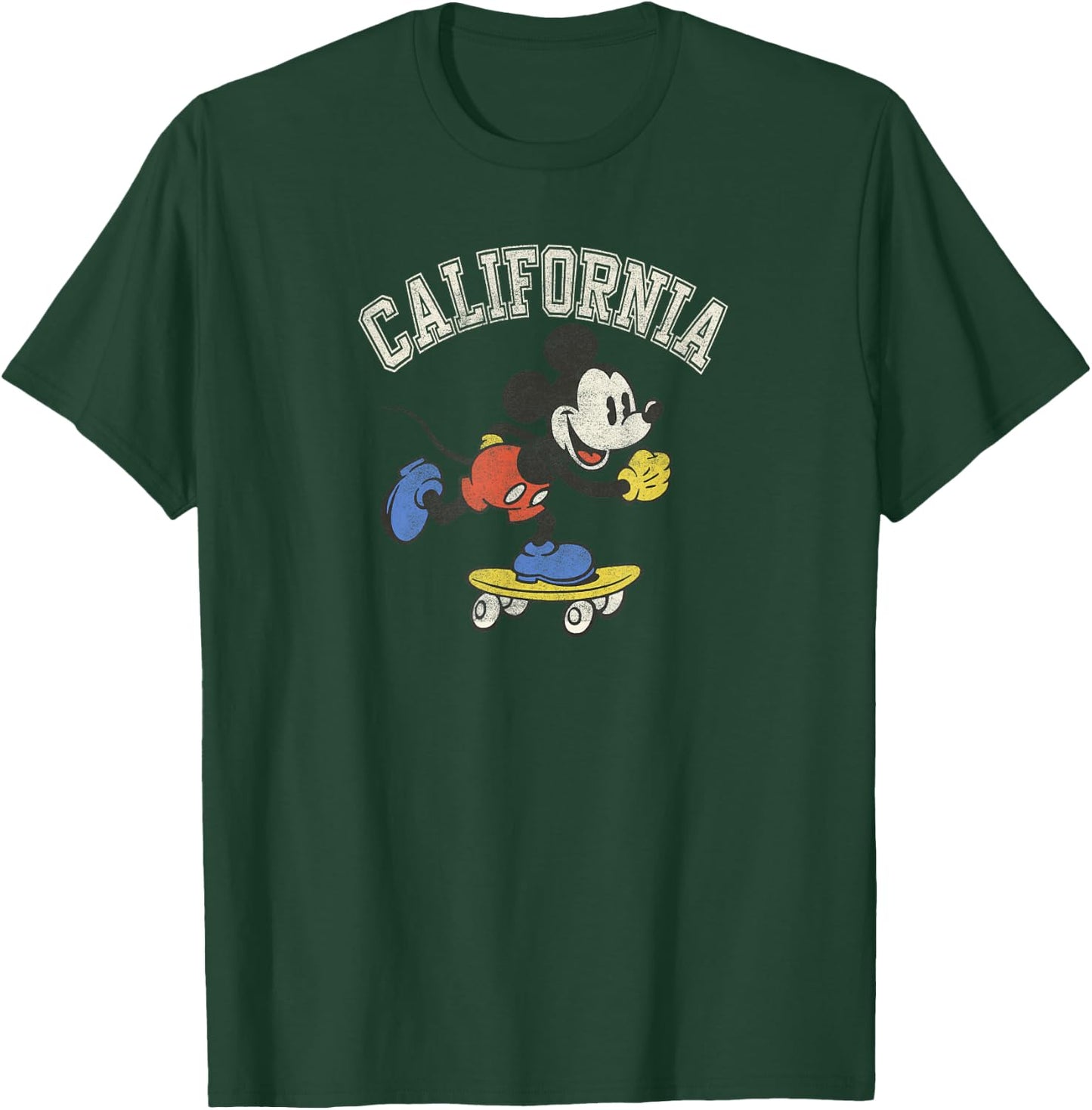 Disney Mickey Mouse On A Skateboard California Arch T-Shirt - T-Shirt | Forest