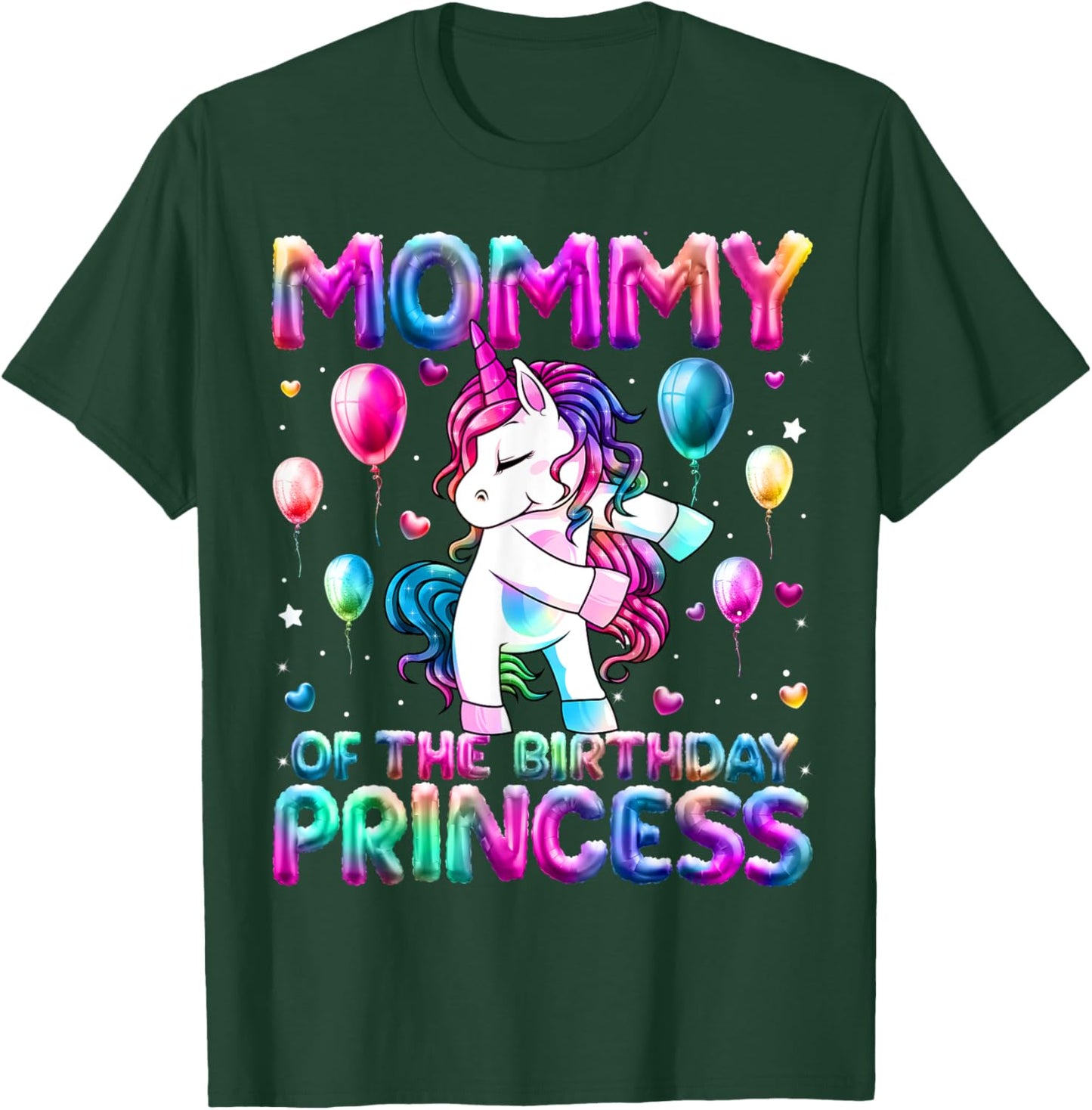 Mommy of the Birthday Princess Girl Flossing Unicorn Mom T-Shirt - T-Shirt | Forest