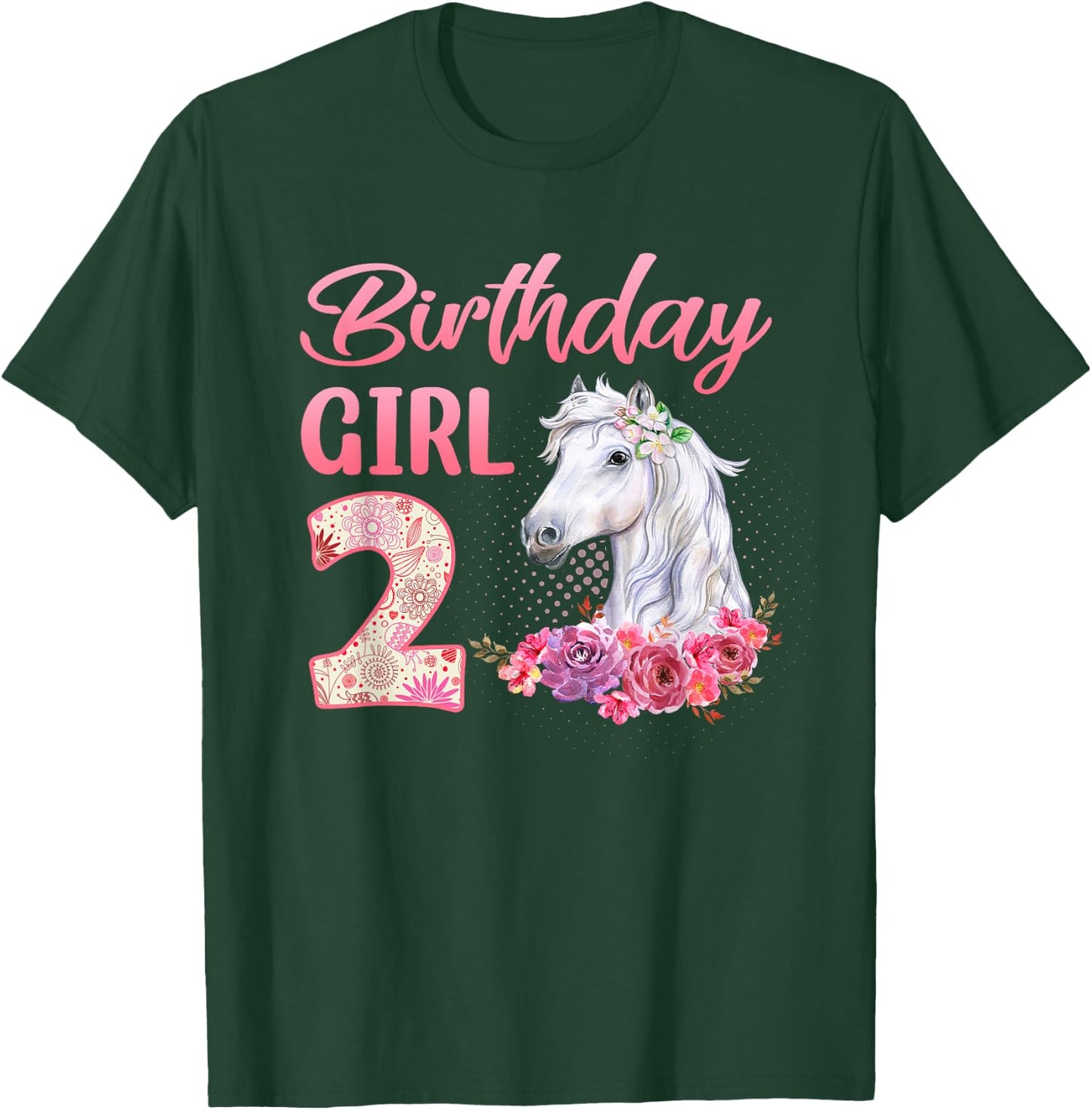 Horse Lovers 2nd Birthday Girl Cute 2 Year Old T-Shirt - T-Shirt | Forest