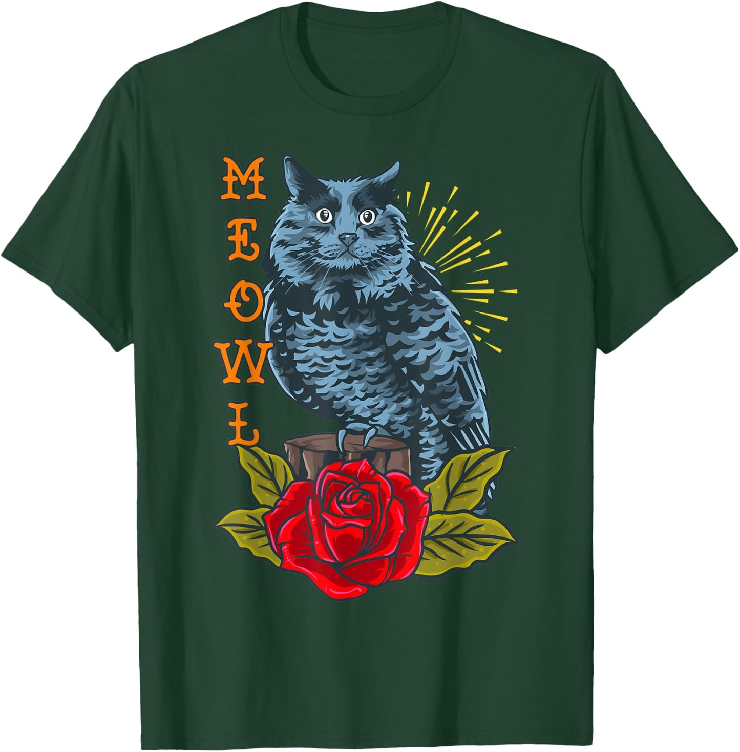 Meowl Cat And Owl Women Kids T-Shirt - T-Shirt | Forest