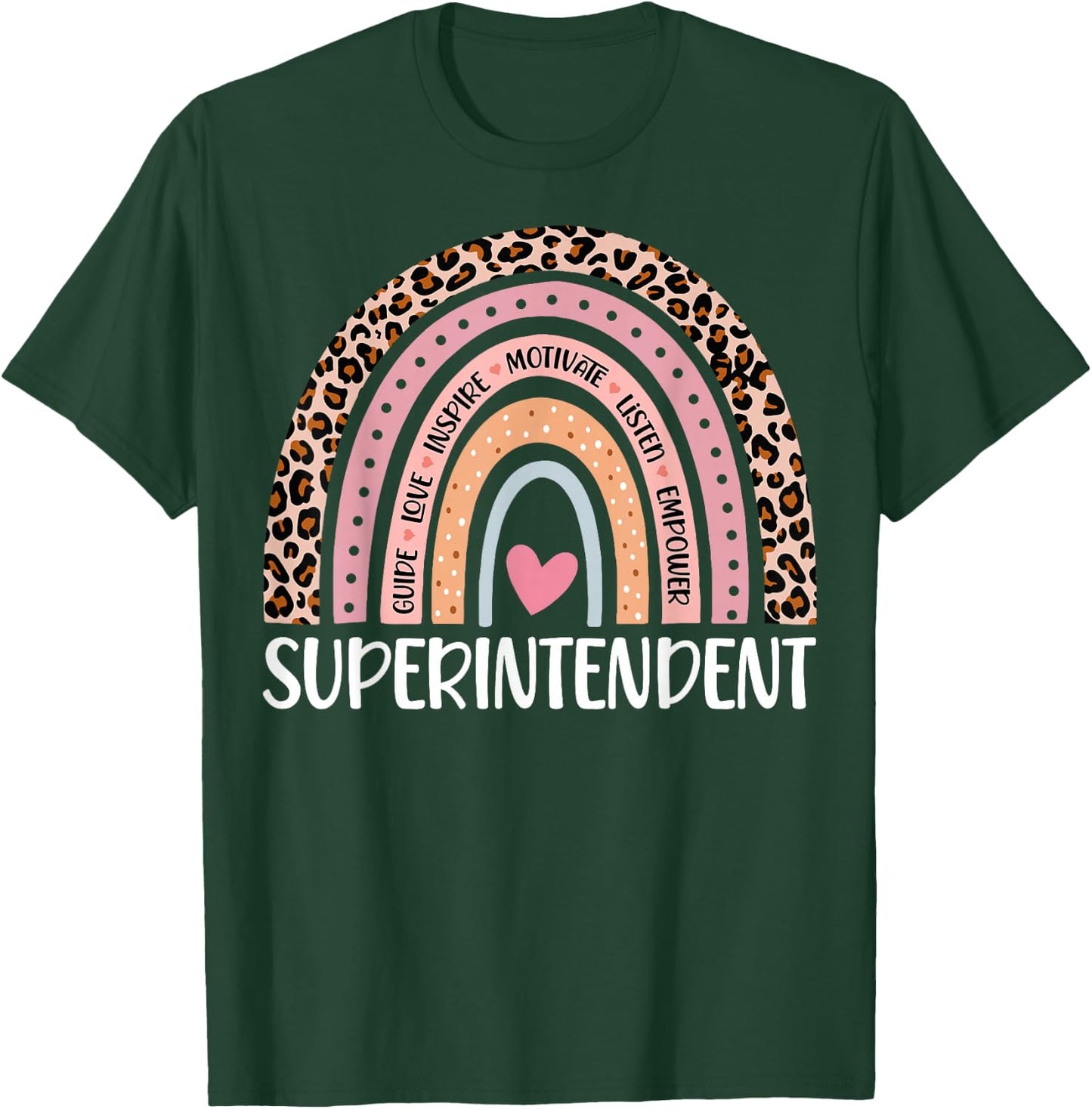 Funny Superintendent Rainbow Leopard Print School Principal T-Shirt - T-Shirt | Forest