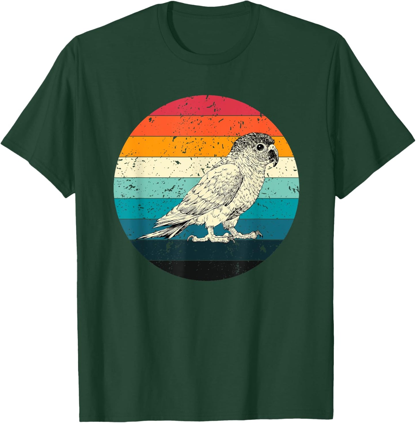 Retro Vintage Green Cheek Conure with Sunglasses Bird Lover T-Shirt - T-Shirt | Forest