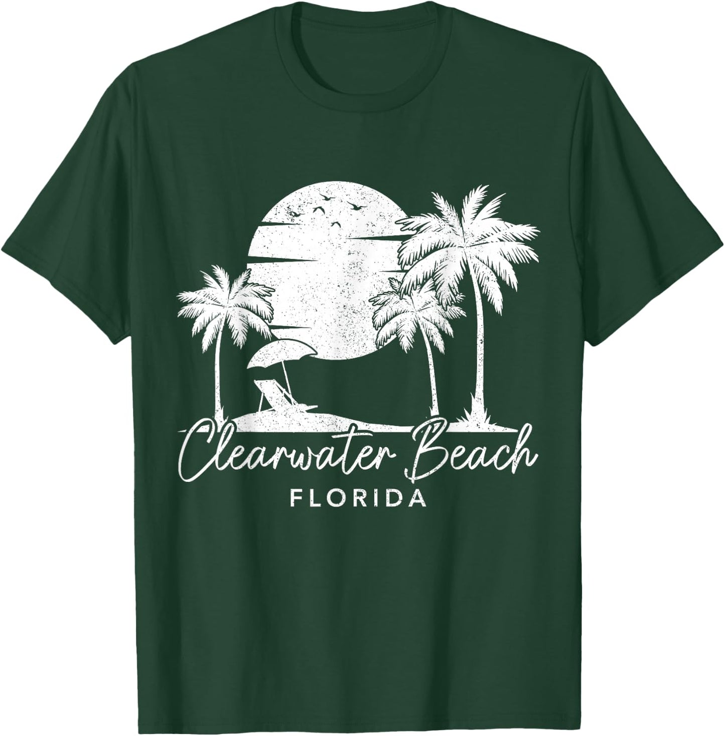 Clearwater Beach Florida FL Vintage Sunset Surfer Vacation T-Shirt - T-Shirt | Forest