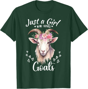 Just a Girl Who Loves Goats Women Girls Who Love Animals T-Shirt - T-Shirt | Forest