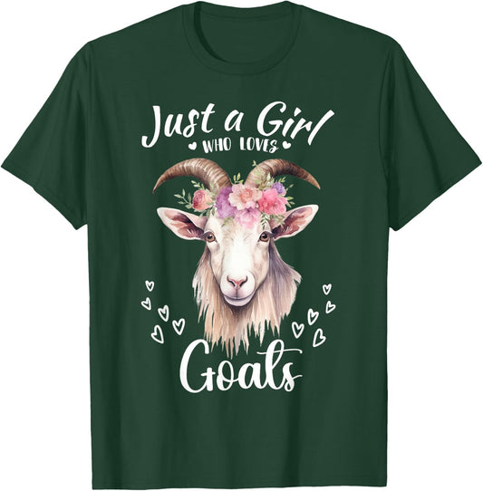 Just a Girl Who Loves Goats Women Girls Who Love Animals T-Shirt - T-Shirt | Forest
