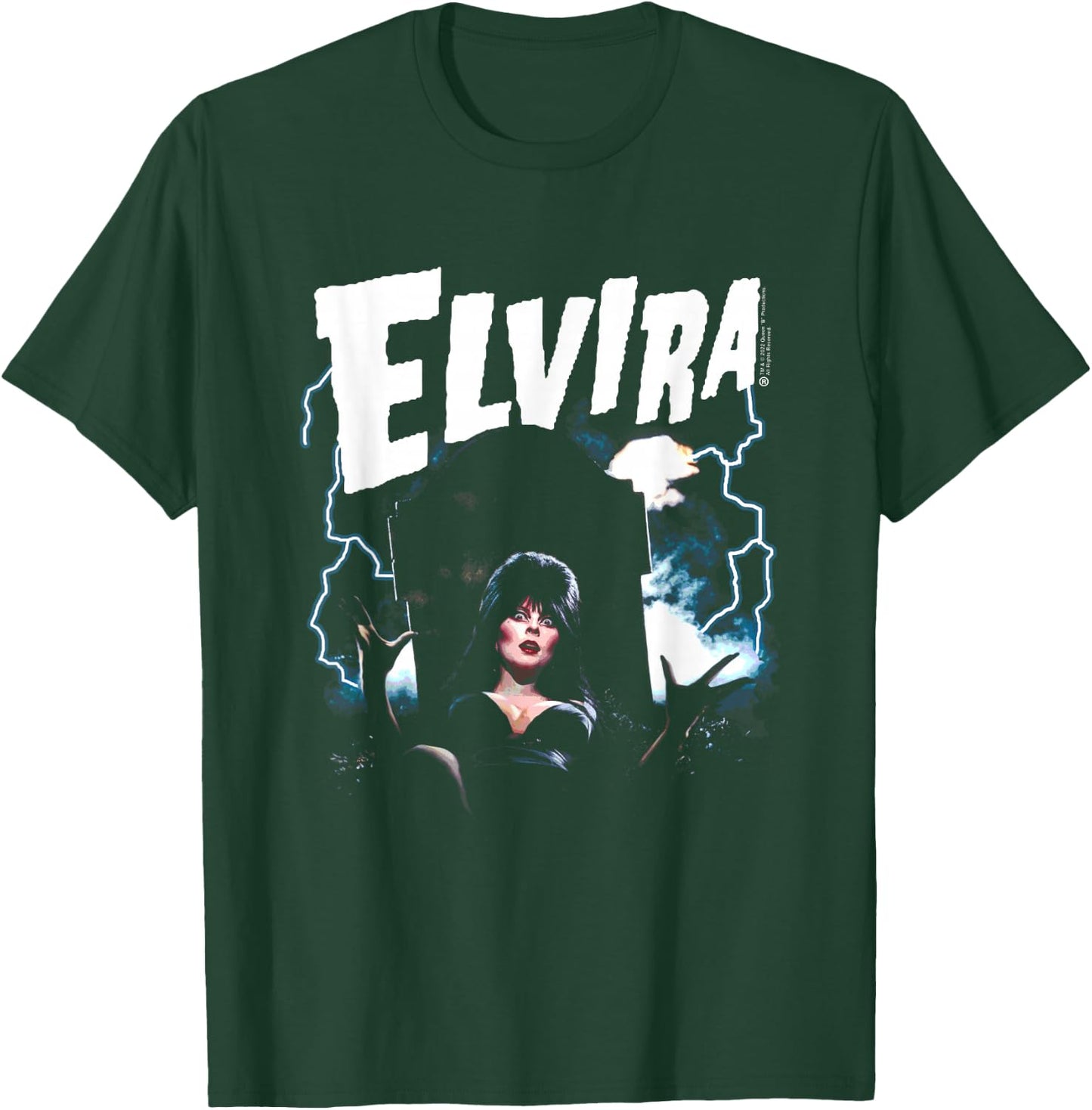 Elvira, Mistress of The Dark Grave and Lightning Small T-Shirt - T-Shirt | Forest