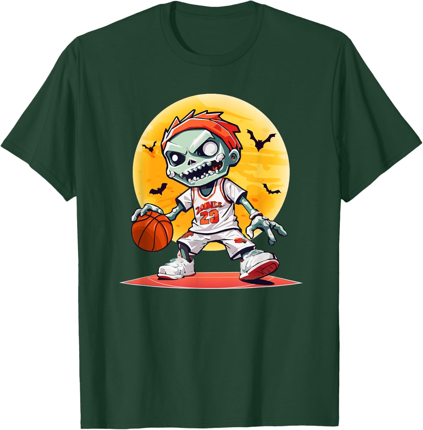 Basketball Zombie Scary Halloween Basketball T-Shirt - T-Shirt | Forest