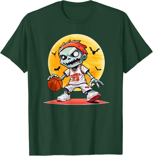 Basketball Zombie Scary Halloween Basketball T-Shirt - T-Shirt | Forest