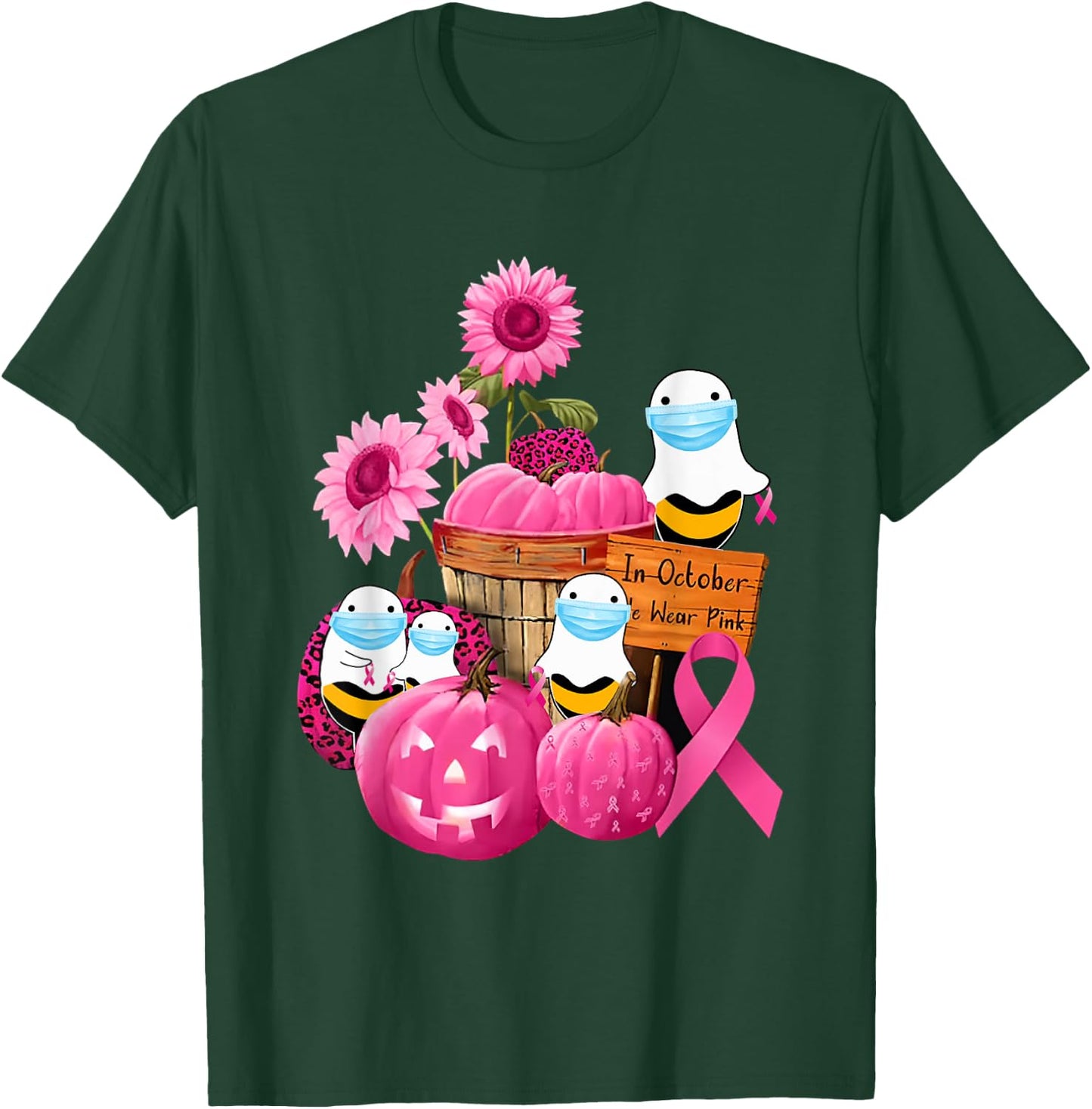 In October We Wear Pink Boo Bees Couples T-Shirt - T-Shirt | Forest