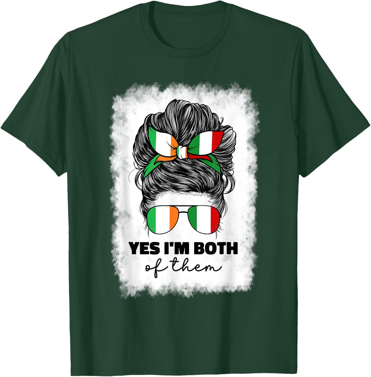 Half Italian And Irish Ireland Italy Flag Girl Mix T-Shirt - T-Shirt | Forest