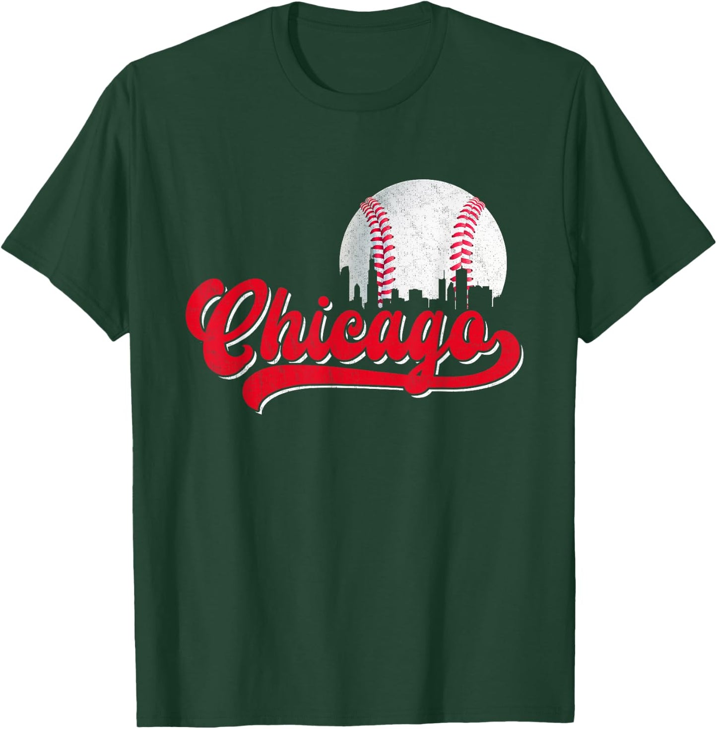 Vintage Chicago Graphic Baseball Lover Player Men Women T-Shirt - T-Shirt | Forest