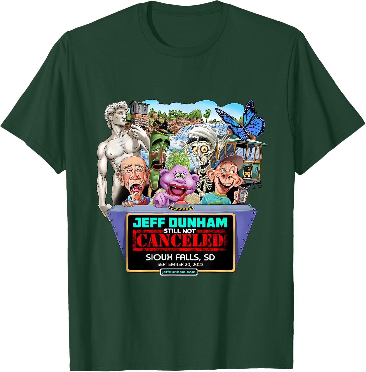 Jeff Dunham Sioux Falls, SD (2023) T-Shirt - T-Shirt | Forest