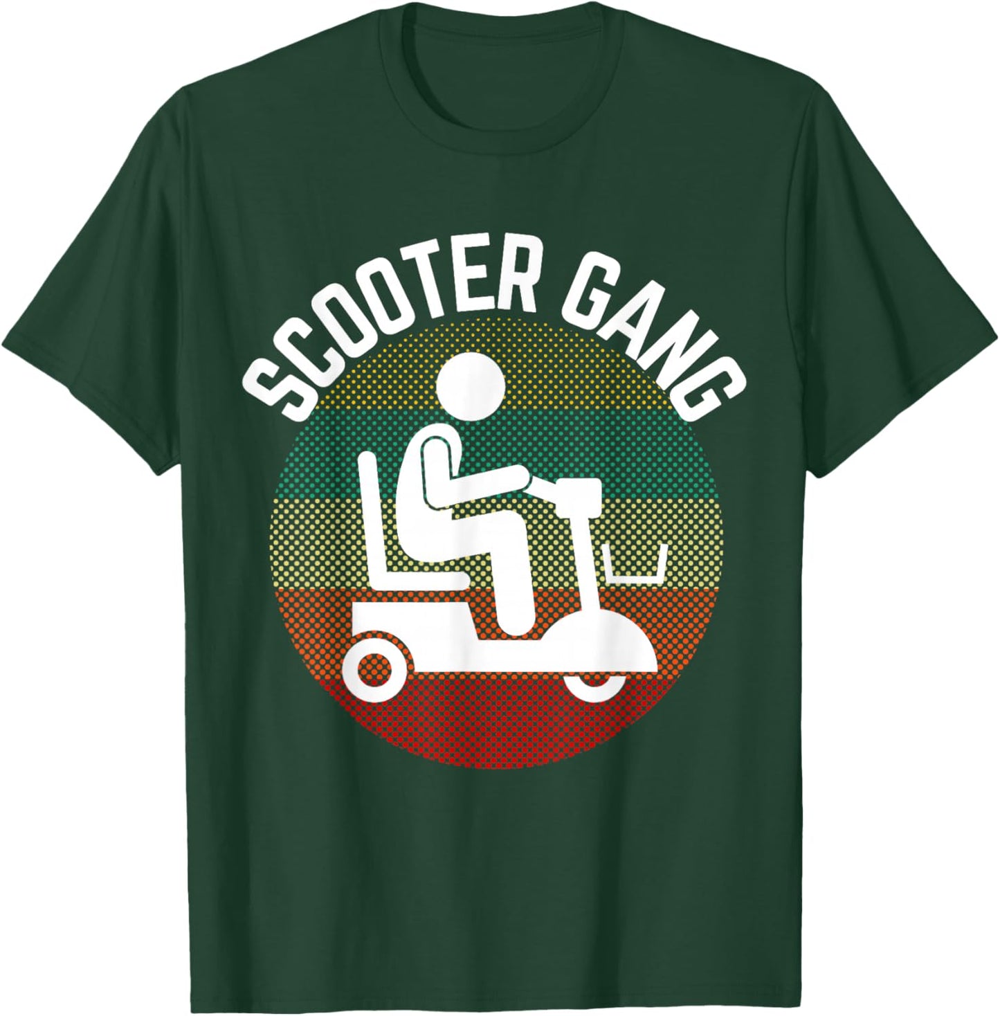 Mobility Scooter Gang Retro Vintage Moped Motorcycle Wheeler T-Shirt - T-Shirt | Forest
