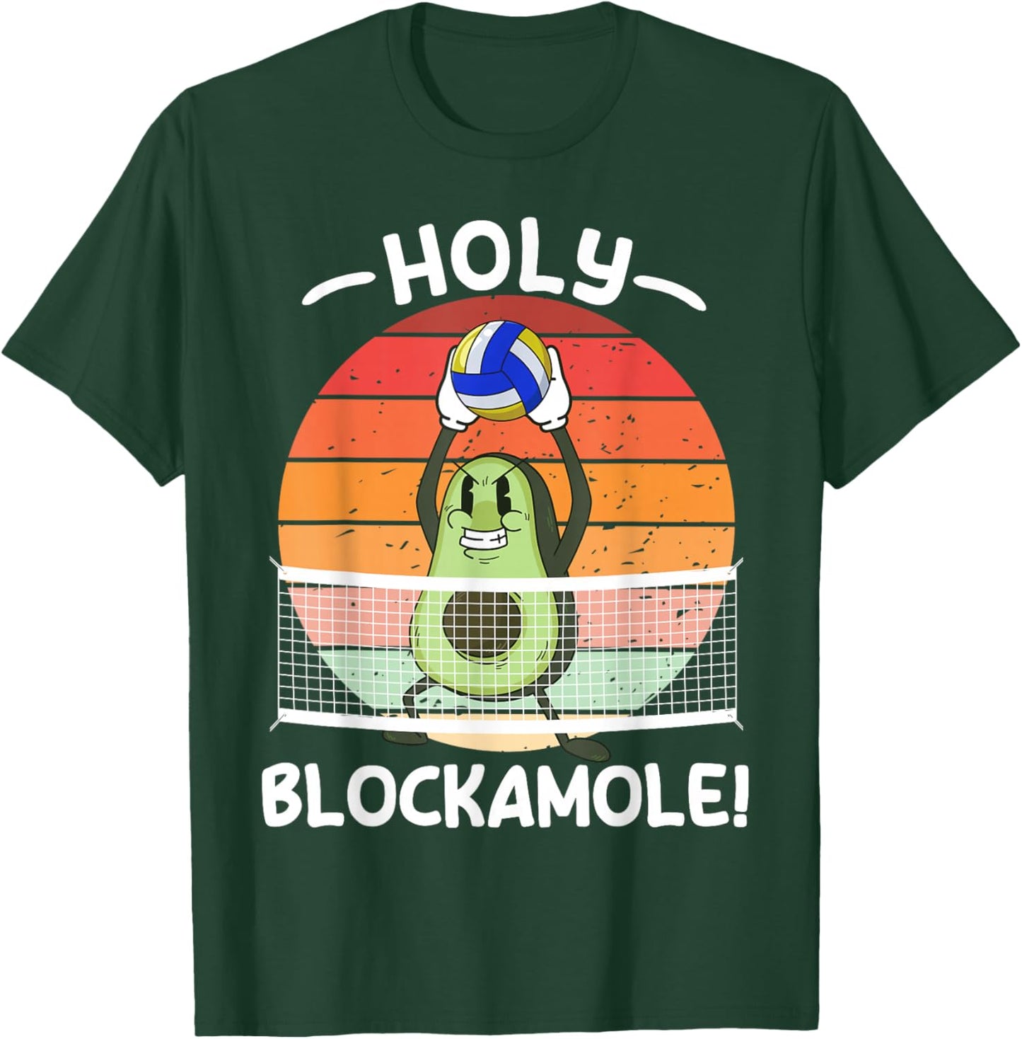 Holy Blockamole Volleyball Avocado Men Women Funny T-Shirt - T-Shirt | Forest