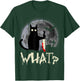 Funny Cat What? Murderous Black Cat With Knife Halloween T-Shirt - T-Shirt | Forest
