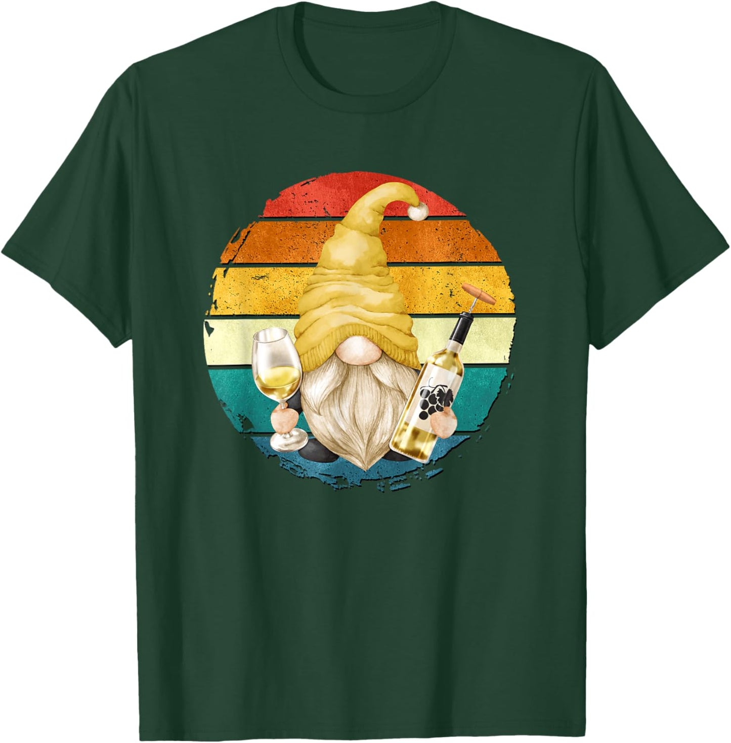 Vintage Wine Gnome Graphic For Just A Girl Who Loves Wine T-Shirt - T-Shirt | Forest